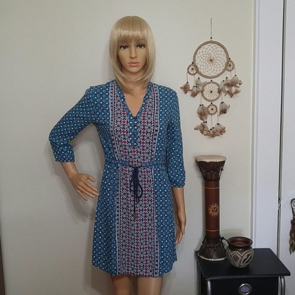 Red Camel Dresses & Skirts - Red Camel teal boho peasant tunic dress size small